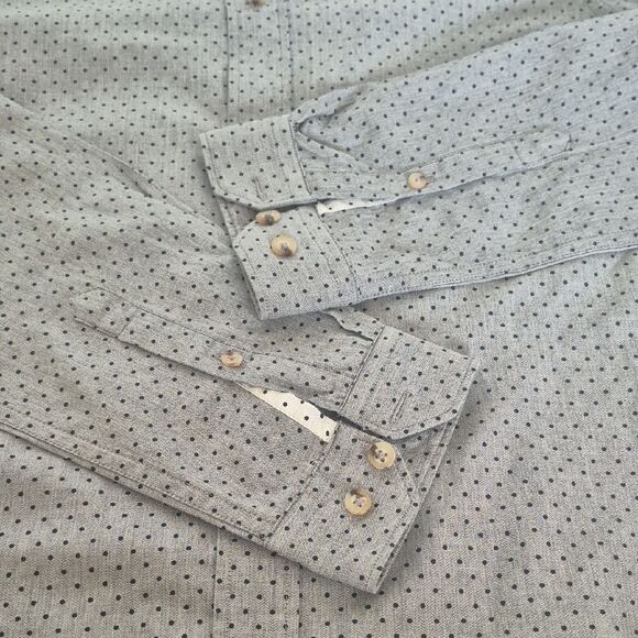 Ben Sherman Soho Slim Fit Charcoal Polka Dot Button Down Shirt - Picture 14 of 16